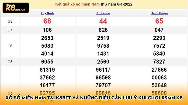 Xổ số miền nam tại K8bet và những điều cần lưu ý khi chơi xsmn K8