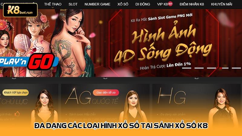 Đa dạng các loại hình xổ số tại Sảnh Xổ số K8